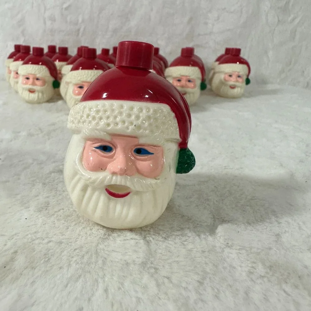 Vintage Santa Head Blow Mold String Light Covers Set Of 20 Rare Christmas! 🎅